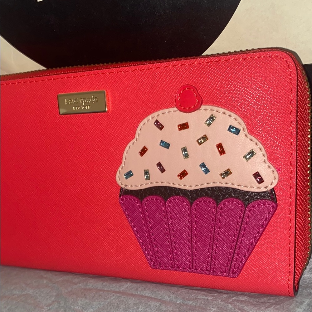 Kate Spade ♠️ cupcake zip wallet - coral pink & purple